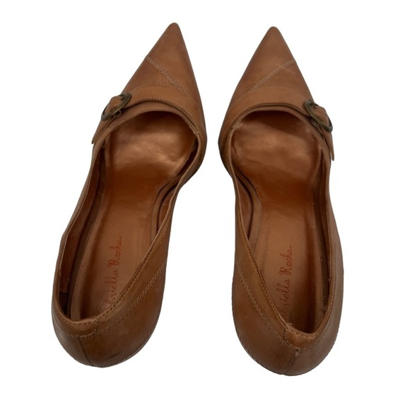 Gabriella Rocha Nude Pointed Toe Leather Kitten Heels Size 41 Women’s - Picture 5 of 9